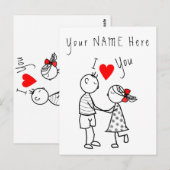Carte Postale I Love You Card Romantic Couple - Nom du texte per (Devant / Derrière)