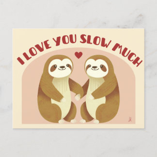 Carte Postale I love you slow much - Je t'aime couple paresseux