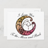 Carte Postale I love you to the moon and back (Devant / Derrière)