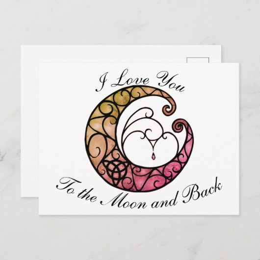 Carte Postale I love you to the moon and back (Devant / Derrière)