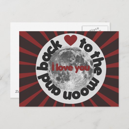 Carte Postale I love you to the moon and back (Devant / Derrière)