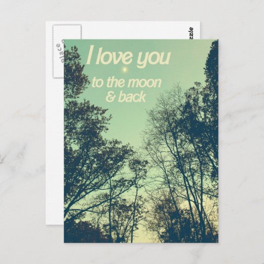 Carte Postale I love you to the moon and back (Devant / Derrière)