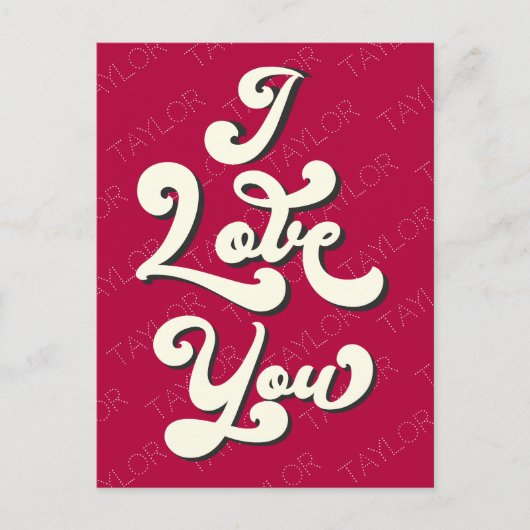 Carte Postale I Love You Valentine's Day Cool Retro Dark Red (Devant)