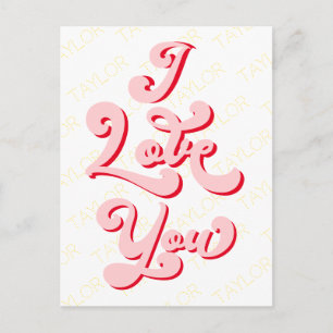 Carte Postale I Love You Valentine's Day Cup Retro Pink