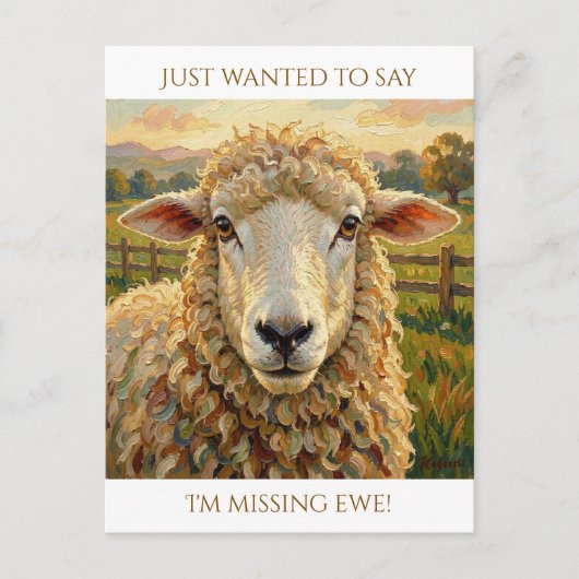 Carte Postale I Miss Ewe | Cute Keeping in Touch (Devant)