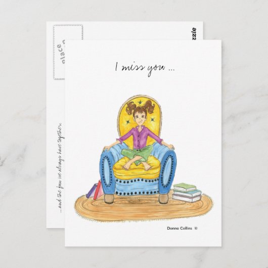 Carte postale I Miss Girl in Blue Chair (Devant / Derrière)