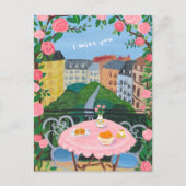 Carte Postale I Miss You Paris Balcon Tea w Views Art (Devant)