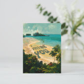 Carte Postale I Miss You - Plage Peinture Paysage (Debout devant)