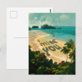 Carte Postale I Miss You - Plage Peinture Paysage (Devant / Derrière)