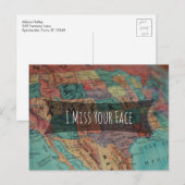 Carte Postale "I Miss Your Face" Plus de détails Photo du Globe (Devant / Derrière)