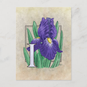 Carte Postale I pour dessin de monogramme de fleur Iris