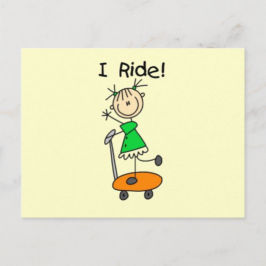Carte Postale I Ride - Girl on Scooter (Devant)