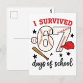 Carte Postale I Survived 67 Days of School Baseball Sport 100   (Devant / Derrière)