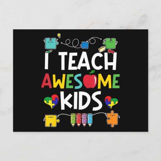 Carte Postale I Teach Awesome Kids shirt Autism Awareness puzzle (Devant)