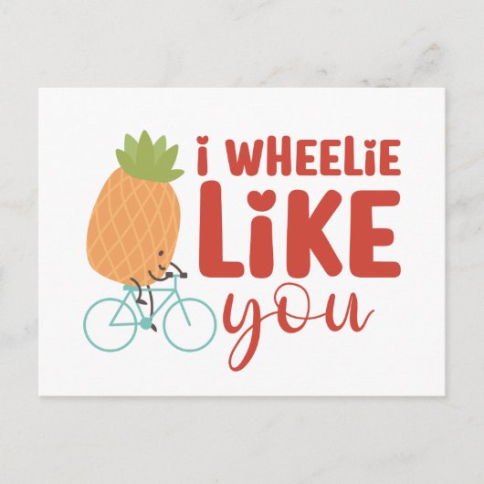 Carte Postale I Wheelie Like You Cute Pun Funny Valentine's Day (Devant)