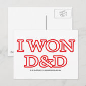 CARTE POSTALE I WON D&D (Devant / Derrière)