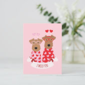 Carte Postale i Woof You Valentine Wire Fox Terrier Chiens (Debout devant)
