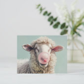 Carte Postale IA ART Sheep soufflant bulle rose bulle bulle de g (Debout devant)