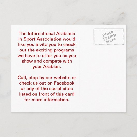 Carte postale IASA (Dos)