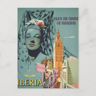Carte Postale Iberia vintage Travel