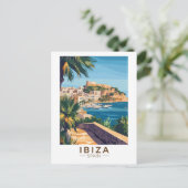 Carte Postale Ibiza Espagne Illustration Art de Voyage Vintage (Debout devant)