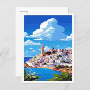Carte Postale Ibiza Espagne Illustration de voyage artisanale