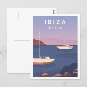 Carte Postale Ibiza Espagne Illustration d'un lieu de voyage cél