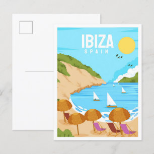 Carte Postale Ibiza Espagne Vintage voyage d'art