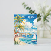 Carte Postale Ibiza Espagne Voyage aquarelle art (Debout devant)