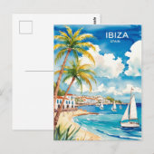 Carte Postale Ibiza Espagne Voyage aquarelle art (Devant / Derrière)