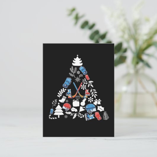 Carte Postale Ice Hockey Christmas Tree (Debout devant)