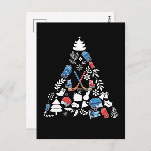 Carte Postale Ice Hockey Christmas Tree (Devant / Derrière)