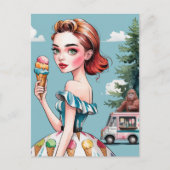 Carte Postale Icecream dans la forêt avec Sasquatch (Devant)