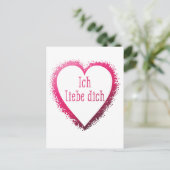 Carte Postale Ich liebe dich, je t'aime en allemand en rose (Debout devant)