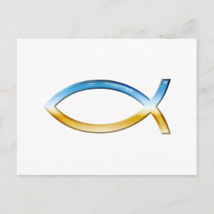 Carte Postale Ichthus - Symbole de poisson chrétien Ciel & Terre