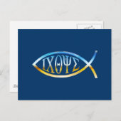Carte Postale Ichthys | Symbole de poisson chrétien | Ciel et so (Devant / Derrière)