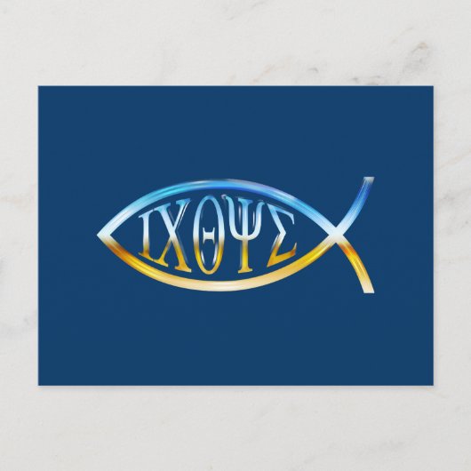 Carte Postale Ichthys | Symbole de poisson chrétien | Ciel et so (Devant)