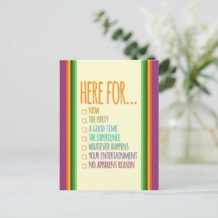 Carte Postale Ici pour l'instant Stripes Gfx Ivory BG