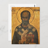 Carte Postale Icône chrétienne orthodoxe de Saint Nicolas (Devant / Derrière)