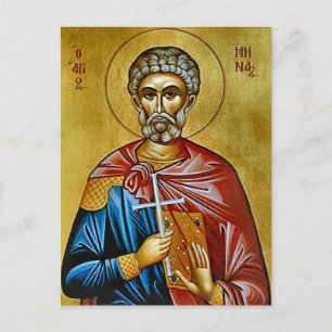 Carte Postale Icône chrétienne orthodoxe de St. Menas d'Égypte