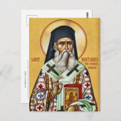 Carte Postale Icône chrétienne orthodoxe de St. Nektarios de l'E (Devant / Derrière)