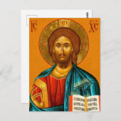 Carte Postale Icône chrétienne orthodoxe orientale Jésus Christ (Devant / Derrière)