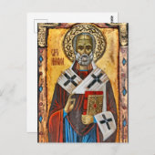 Carte Postale Icône chrétienne orthodoxe orientale Saint-Nicolas (Devant / Derrière)