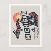 Carte Postale Icône de conception de voyage rétro du Michigan Ét (Devant)