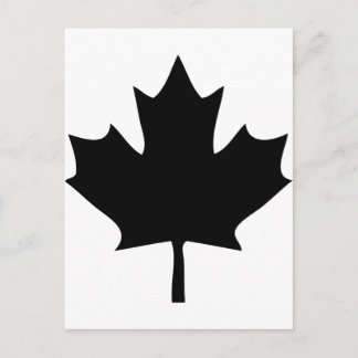 Carte Postale icône de la feuille d'érable du canada noir