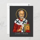 Carte Postale Icône de la lettre serbe orthodoxe Saint-Nicolas (Devant / Derrière)