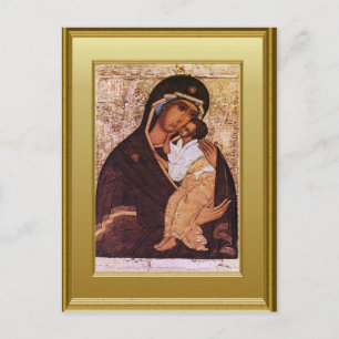 Carte Postale Icône de la Vierge Marie et de l'enfant Jésus
