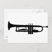 Carte Postale icône de trompette noire (Devant / Derrière)