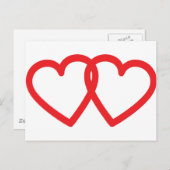 Carte Postale icône deux coeurs rouges (Devant / Derrière)
