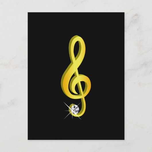 Carte Postale Icône d'or d'une note musicale G-Clef (Devant)